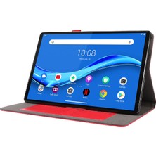 xPhone Store Lenovo M10 Plus 2 Katlanır Pu Deri Kılıf Kırmızı (Yurt Dışından)