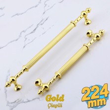Badem10 Kader Gold Metal Kulp 224 mm 22.4 cm Mobilya Çekmece Mutfak Dolabı Kulbu Altın