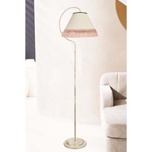 Woodhub Aydınlatma Lambader Çise Elips Krem Sarı Patina Abajur Krem Püskül Pembe