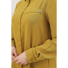 Armine Trend Gömlek Yaka Düğmeli Tunik-Hardal 24KT444
