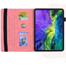 ZHKJ Shop Lenovo Tab P12 12.7 Pembe Kabartmalı Deri Kılıf (Yurt Dışından)