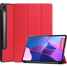 ZHKJ Shop Lenovo Tab P12 Pro 12.6 Kırmızı Deri Tablet Kılıfı (Yurt Dışından)