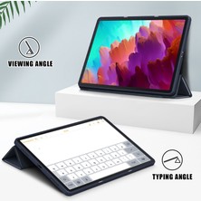 ZHKJ Shop Lenovo Tab P12 12.7 /P12 Pro 2. Nesil Koyu Mavi Için 3 Katlı Deri Kılıf (Yurt Dışından)