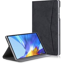 ZHKJ Shop Lenovo Tab M10 Plus Mermer Kumaş Dokulu Deri Kılıf Siyah (Yurt Dışından)