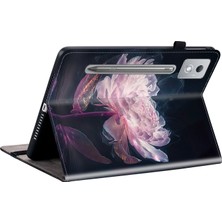 ZHKJ Shop Lenovo Tab P12 12.7 2025 Mor Şakayık Için Boyalı Deri Kılıf (Yurt Dışından)