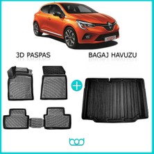 Bod Renault Clio 5 3D Havuzlu Paspas ve Bagaj Havuzu Seti 2020-SONRASI