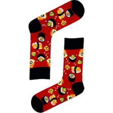 Carnaval Socks Kırmızı Rolls And Sushi Desenli Renkli Soket Çorap