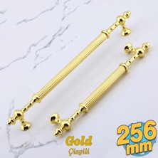 Badem10 Kader Gold Metal Kulp 256 mm 25.6 cm Mobilya Çekmece Mutfak Dolabı Kulbu Altın