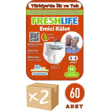 Freshlife Külotlu Hasta Bezi Yetişkin Emici Külotlu Bez M (Medium) 60 Adet 2 Paket