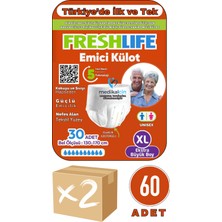 Freshlife Külotlu Hasta Bezi Yetişkin Emici Külotlu Hasta Bezi XLarge (Extra Büyük Boy) 60 Adet 2 Paket