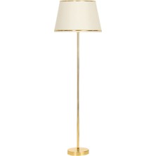 Woodhub Conic Gold Kaplama Paslanmaz Metal Tek Ayaklı Lambader Gold Şeritli Krem