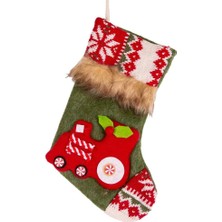 Çırpan Ev Yeşil Tren Figürlü Noel Çorap Dekor 15x24cm