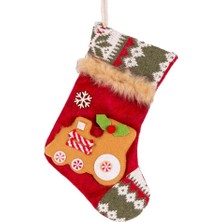 Çırpan Ev Kırmızı Tren Figürlü Noel Çorap Dekor 15x24cm