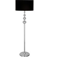 Woodhub Kristal Taşlı Üçlü Küre Krom Kaplama Metal Lambader - Siyah