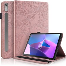 ZSHSKJ Lenovo Tab P11 Pro Gen 2 Pembe Altın Için Hayat Ağacı Deri Kılıf (Yurt Dışından)