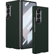 Alan Tech Galaxy Z Fold 6 Kılıf Kamera Korumalı Karbon Fiber Tasarımlı Arka Yüzey Kıpta Karbon Kapak