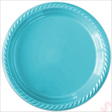 Süsle Bebek ve Parti Plastik Tabak, 22CM x 24 Adet - Mavi