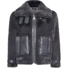 Derimod Kitzbuhel Kadın Gri Peluş Deri Ceket 24WGP5231FF
