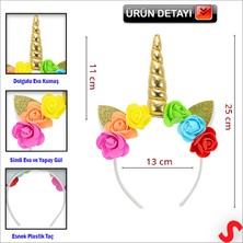 Süsle Bebek ve Parti Unicorn Tek Boynuz Dolgulu Eva Taç, 1 Adet - Altın