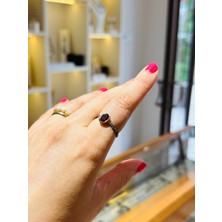 Luna Jewellery Lal (Garnet) Doğal Taşlı Minimal Gümüş Yüzük