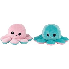 Xinh Tersinir Ahtapot Plushie Çift Taraflı Flip Bebek Show Mood Oyuncak (Pembe Turkuaz) (Yurt Dışından)