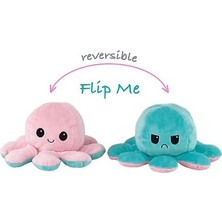 Xinh Tersinir Ahtapot Plushie Çift Taraflı Flip Bebek Show Mood Oyuncak (Pembe Turkuaz) (Yurt Dışından)