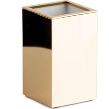 System Banyo Aksesuarları Tezgah Üstü Diş Fırçalığı Gold Renk 100X60X60 Mm