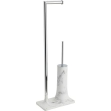 System Banyo Aksesuarları Banyo Hareketli Wc Set Mermer Desenli|Krom 718x141x246 mm