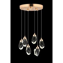 Istanbul Avize Liya 6'lı Gold 3 Renk Ledli Lüx Modern Avize