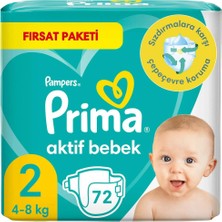 Prima Bebek Bezi Aktif Bebek Fırsat Paket 2 Beden 72 Adet