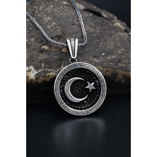 Prestige Gümüş Grek Desenli Ay Yıldızlı (Ayyıldızlı) 925 Ayar Gümüş Kolye Zincir 901310