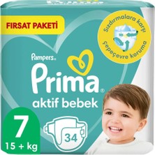 Prima Bebek Bezi Aktif Bebek Fırsat Paket 7 Beden 34 Adet