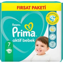 Prima Bebek Bezi Aktif Bebek Fırsat Paket 7 Beden 34 Adet