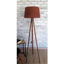 Woodhub Antik Serisi 3 Ayaklı Lambader ( Kiremit / Açık Ceviz Masif Ayak)