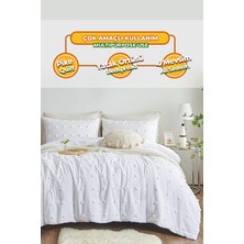 Evlen Home Collection Pamuklu Emmy Yatak Örtüsü Seti Tek Kişilik Günlük Boho Çift Taraflı 2 Parça Dolgulu Tufting