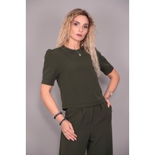 Önder Özsoy Kayık Yaka Kısa Kol Bluz-Haki