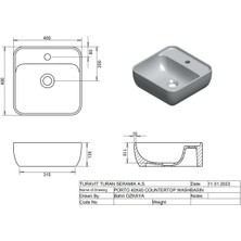 Turavit Prt 0711 Porto Çanak Lavabo Batarya Delikli 40 x 40 cm