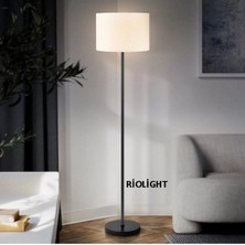 Woodhub Rustik,vintage,retro3 Siyah Metal Gövde Krem Kumaş Başlık 1XE27 Lambader Köşe Lambası