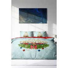 Yılbaşı Çift Kişilik Nevresim Lastikli Çarşaflı Pamuk Saten Joly Nevresim Takımı