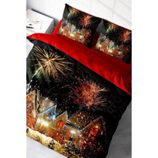 Yılbaşı Çift Kişilik Nevresim Lastikli Çarşaflı Pamuk Saten Nights Houses Nevresim Takımı