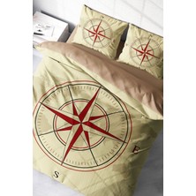 Çift Kişilik Sık Dokuma Pamuk Saten 3D Özel Tasarım Compass Klasik Nevresim Takımı