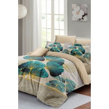 Luxury Leaves Linens Çift Kişilik Pamuk Saten Nevresim Takımı