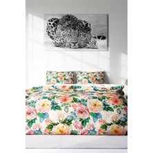 Çift Kişilik Lastikli Çarşaflı Pamuk Saten Flower Spring Nevresim Takımı