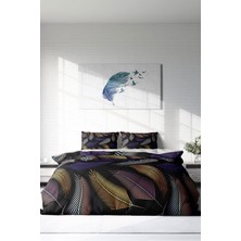 Çift Kişilik Lastikli Çarşaflı Pamuk Saten Color Leaf Nevresim Takımı