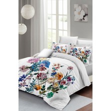 Çift Kişilik Sık Dokuma Pamuk Saten 3D Özel Tasarım Flower Mix Nevresim Takımı