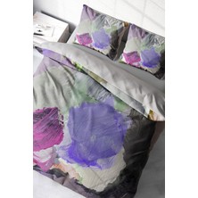 Lastikli Çarşaflı Pamuk Saten Çift Kişilik Brush Strokes Nevresim Takımı