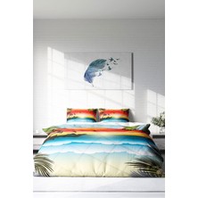 Çift Kişilik Lastikli Çarşaflı Pamuk Saten Gün Batarken Nevresim Takımı