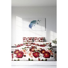 Çift Kişilik Lastikli Çarşaflı Pamuk Saten Red Rose Nevresim Takımı