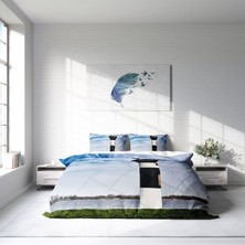 Çift Kişilik Lastikli Çarşaflı Pamuk Saten Deniz Feneri Nevresim Takımı