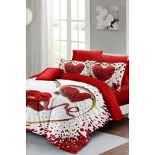 Sevgililer Günü Özel Çift Kişilik Pamuk Saten Love Feather Nevresim Takımı